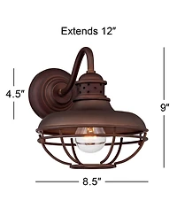 Franklin Iron Works Park Rustic Outdoor Barn Lights Fixtures Set of 2 Oil Rubbed 9" Open Cage for Post Exterior Light Barn Deck Post Light Yard