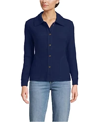 Lands' End Women's Long Sleeve Waffle Collared Shacket
