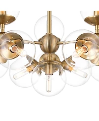 Possini Euro Design Cosas Warm Brass Sputnik Chandelier 27 1/2" Wide Modern Clear Glass Shades 13-Light Fixture for Dining Room