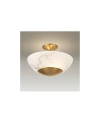 Possini Euro Design Monza 14 1/2"W Brass Faux Alabaster 2-Light Ceiling Light