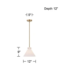 Possini Euro Design Hannover 12"W Warm Brass Fluted Glass Mini Pendant Light