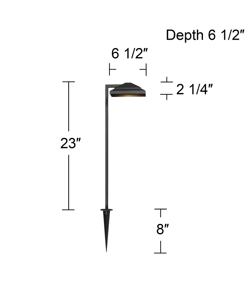 John Timberland Basset High Modern Outdoor Landscape Path Light Porch House Led Bulb Textured Finish Metal Shade