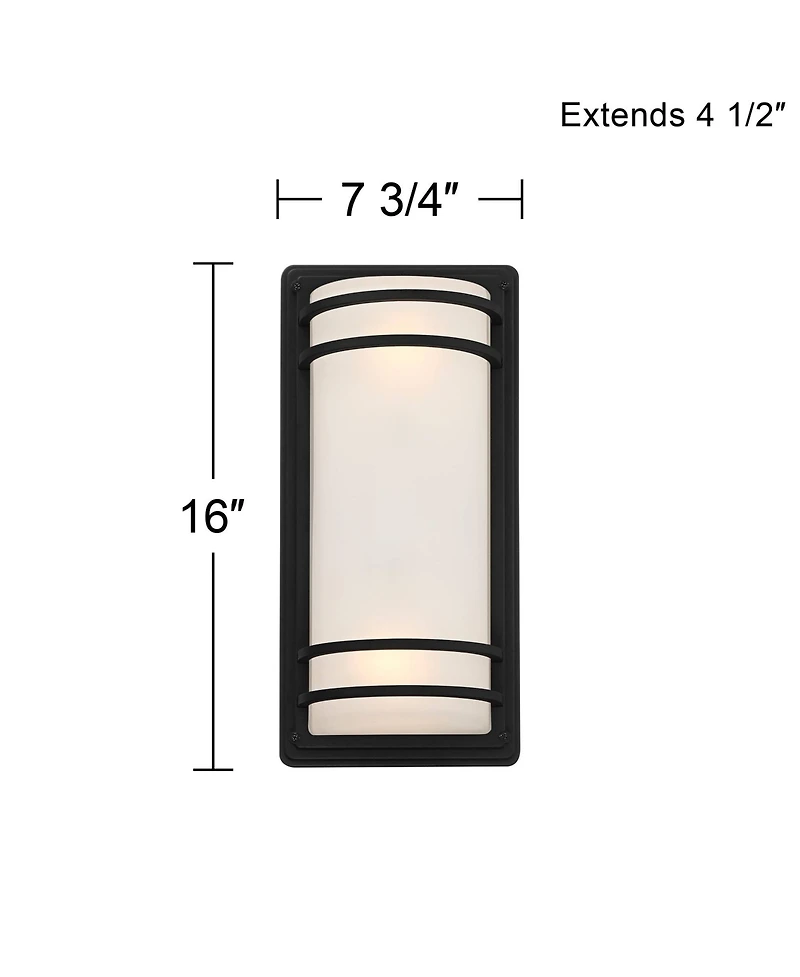 John Timberland Habitat Modern Industrial Outdoor Wall Light Fixtures Set of 2 Metal Frosted Glass for Post Exterior Barn Deck