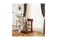 Aecojoy Acacia Wood Prayer Kneeler Bench with Storage Shelf and Soft Cushion, Comfortable Wooden Kneeling Meditation Seiza Stool for Praying
