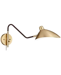 360 Lighting Colborne Mid Century Modern Swing Arm Wall Lamps Set of 2 Brass Plug-in Light Fixture Up Down Metal Shade for Bedroom Living Room