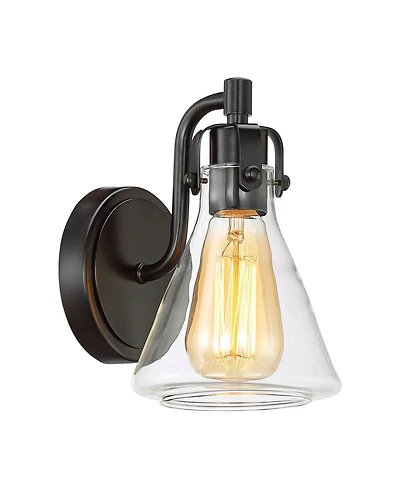 Possini Euro Design Cindy Rustic Vintage Wall Light Sconce Bronze Hardwire 5 1/2" Fixture Clear Glass for Bedroom Bathroom Vanity Reading Living Room