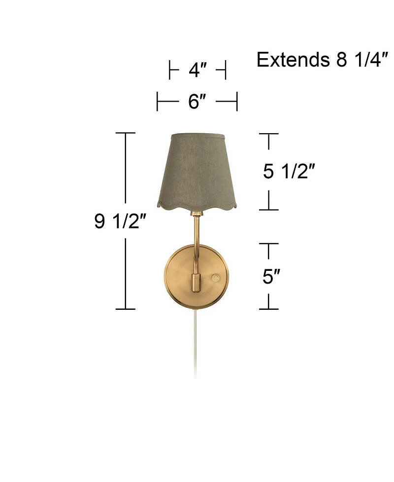Possini Euro Design Ophelia 9 1/2"H Warm Brass Plug-In Wall Sconce