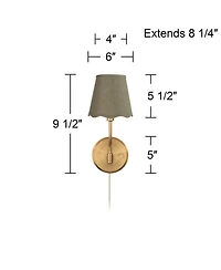 Possini Euro Design Ophelia 9 1/2"H Warm Brass Plug-In Wall Sconce