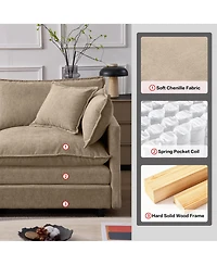 Rainsken Modern Modular Sectional Sofa, 105" Convertible L Shape Chenille Couch, 3-Seater Sofa with Movable Footrest for Home Living Room