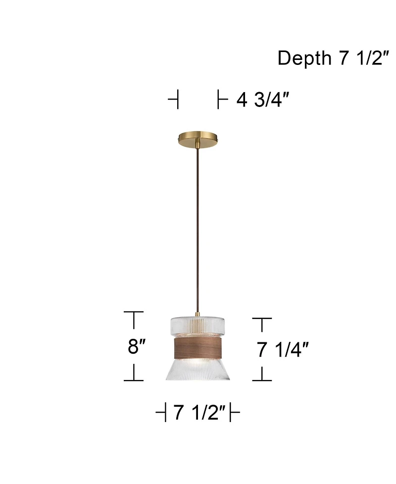 Possini Euro Design Possini Euro Carasco 7 1/2" Wide Wood and Gold Mini Pendant Light