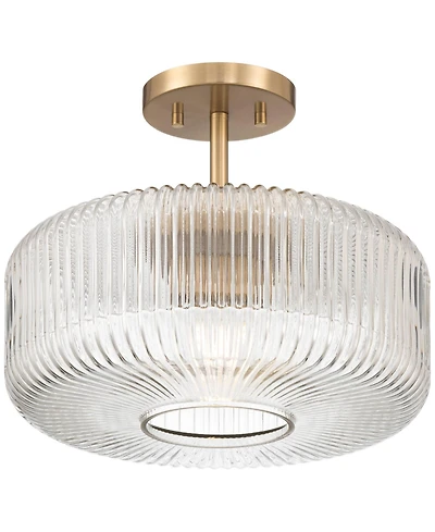 Possini Euro Design Possini Euro Bernado 14"W Warm Brass and Fluted Glass Ceiling Light