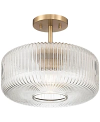 Possini Euro Design Possini Euro Bernado 14"W Warm Brass and Fluted Glass Ceiling Light