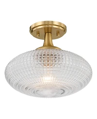 Possini Euro Design Possini Euro Voltri 12"W Warm Brass and Vintage Glass Ceiling Light