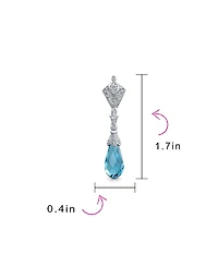 Bling Jewelry Deco Style Aqua Blue Briolette Faceted Teardrop Cubic Zirconia Cz Chandelier Earrings Sterling Silver