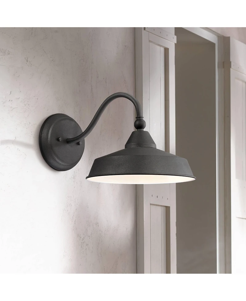 John Timberland Willard Rustic Industrial Farmhouse Outdoor Barn Light Fixture Textured Led Gooseneck 8 3/4" for Exterior Barn Deck House Porch