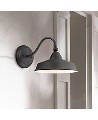 John Timberland Willard Rustic Industrial Farmhouse Outdoor Barn Light Fixture Textured Led Gooseneck 8 3/4" for Exterior Barn Deck House Porch