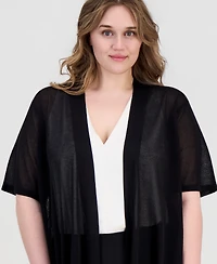Anne Klein Plus Open-Front Short-Sleeve Cardigan