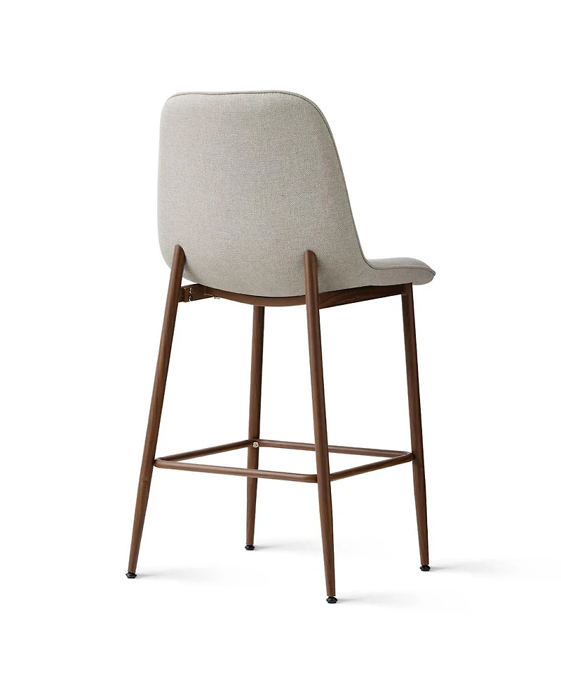 Maison Boucle Set of 3 Upholstered Counter Height Stools with Metal Legs, 26" Seat