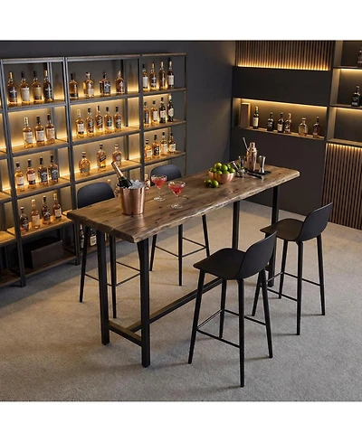Tribesigns 63'' Solid Bar Table for 4-6, Counter Height Table with Metal Footrest