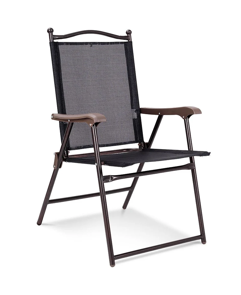 Gymax Set of 2 Folding Patio Furniture Sling Back Chairs Outdoors Black