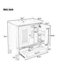 Sillysis 30 Inch Bathroom Vanity with Sink, Acacia Wood Freestanding Cabinet, Soft Closing Door, Ceramic Top, Drawer Storage