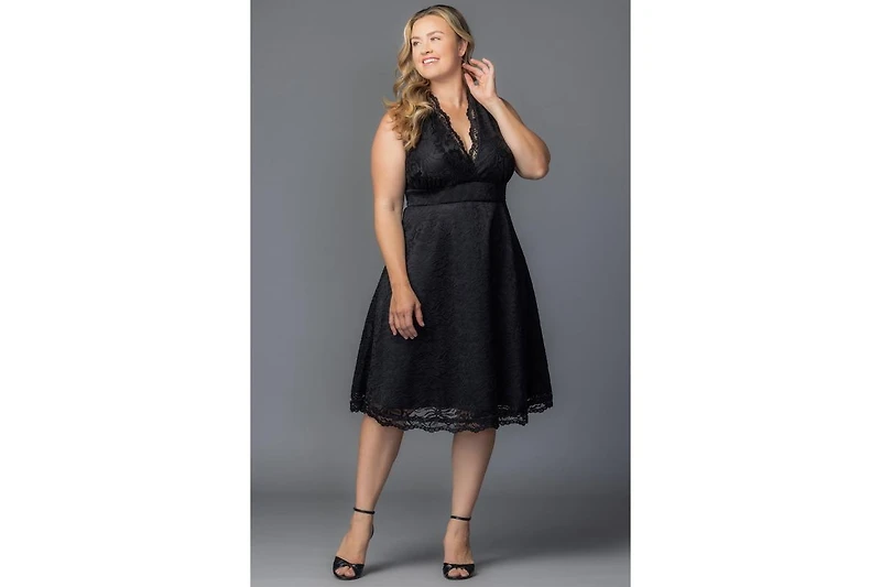 Kiyonna Plus Pin Up Boudoir Sleeveless Lace Cocktail Dress