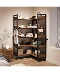 gaomon 5-Tier Convertible Retro Corner Bookshelf, Dual Splicing Modes Display Storage Shelf
