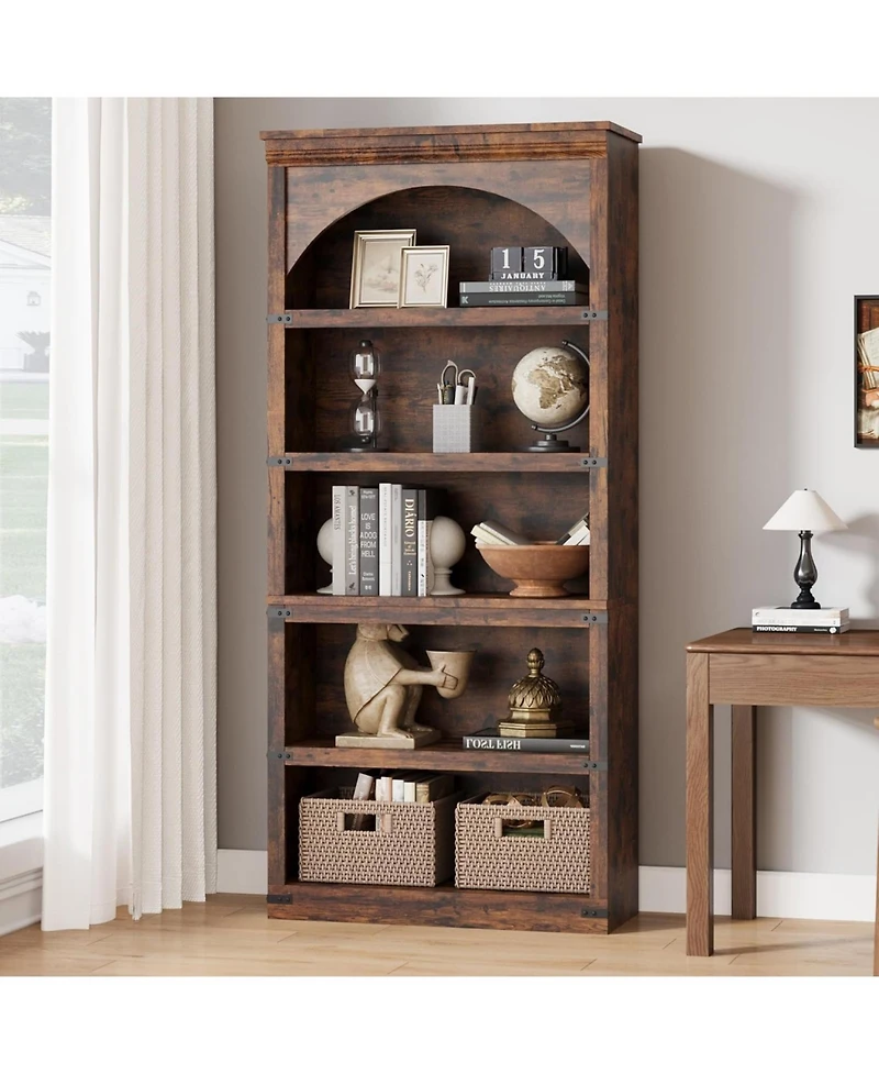 gaomon Tall Farmhouse Arched Bookcase