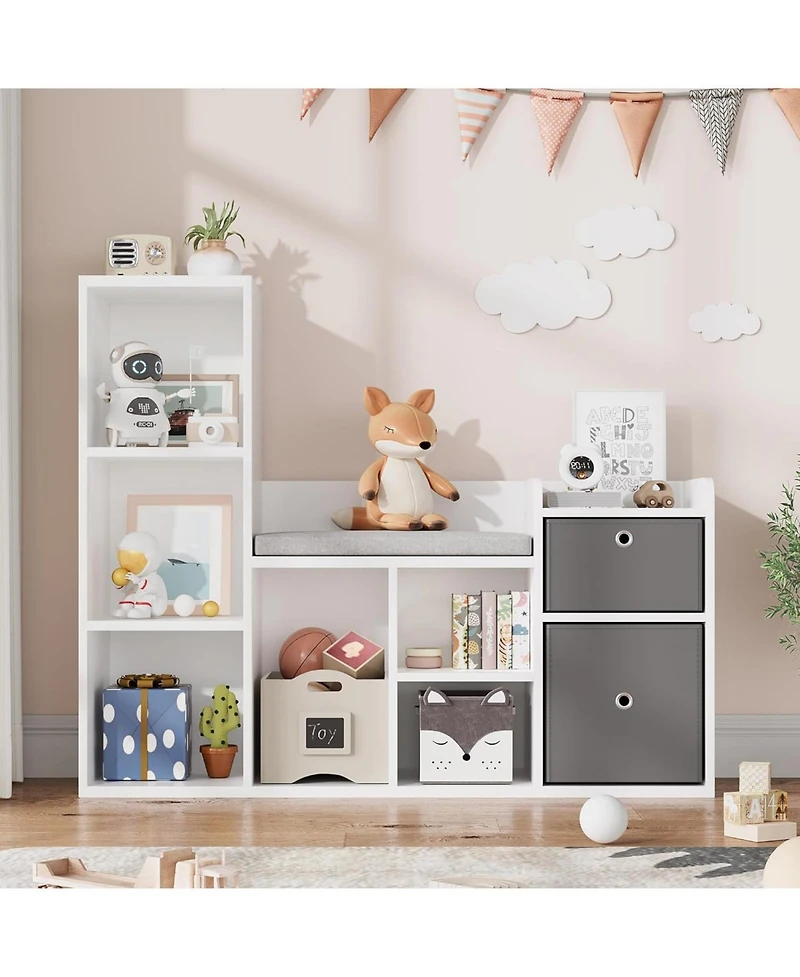 gaomon Kids Bookshelf and Toy Storage with Reading Nook and Seat Cushion