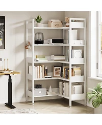 gaomon 5-Tier Convertible Retro Corner Bookshelf
