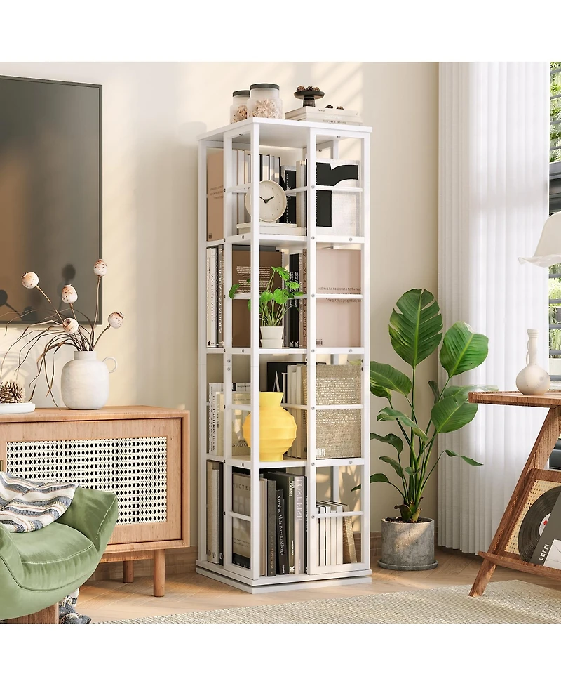 gaomon 360degree Rotating Corner Bookshelf, Industrial Floor Standing Storage Organizer