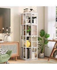 gaomon 360degree Rotating Corner Bookshelf, Industrial Floor Standing Storage Organizer