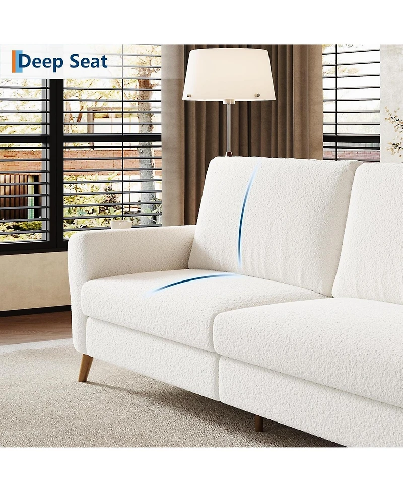 gaomon 84 Inch Modern Sofa Couch, Large 3-Seater Sofa with Streamlined Armrests, Pu Leather Loveseat Wood Feet, Comfy Couch for Living Room, Apartment