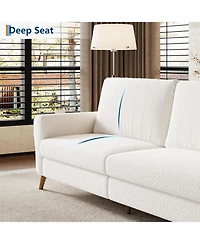 gaomon 84 Inch Modern Sofa Couch, Large 3-Seater Sofa with Streamlined Armrests, Pu Leather Loveseat Wood Feet, Comfy Couch for Living Room, Apartment