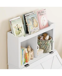 gaomon 2-Tier Kids Toy Storage Organizer with Flip-Top Lid, Wooden Toy Chest Bookshelf for Playroom