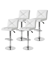 Gymax 4 Pcs Bar Stools Pu Leather Swivel Chairs Height Adjustable Upholstered Barstools