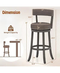 Gymax Bar Height Chairs Set of 2 w/ 360degree(s) Swivel Seat Back and Cushioned Seat