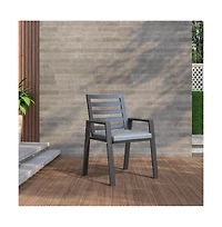 LeisureMod Chelsea Outdoor Dining Armchair Set of 4, Modern Patio Chair with Aluminum Frame, Weather Resistant Uv-Protected Cushions Olefin Fabric