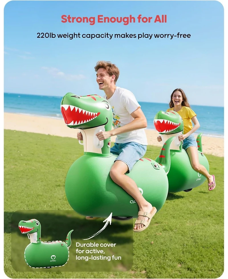 Qpau Infatable Bouncy Toys with Hand Pump, Heavy Duty Giant Bouncy Pal, 220lbs Load Capacity, Ride On Bouncy Animal Hopper Toy