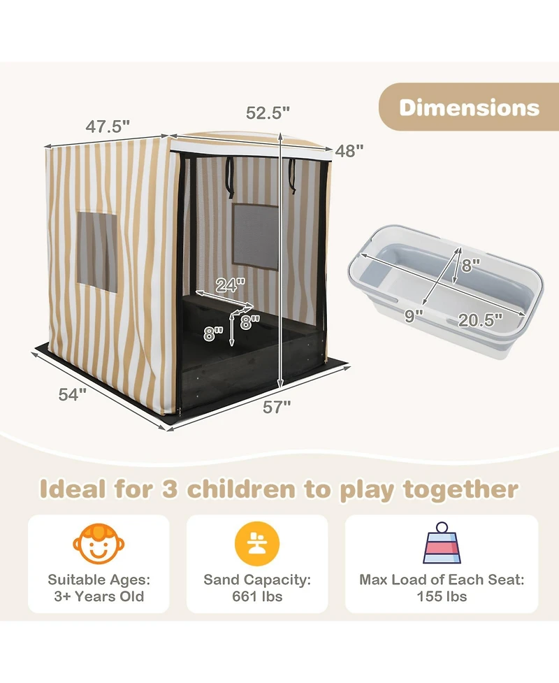 Slickblue Children's Wooden Sandbox with Shade Canopy
