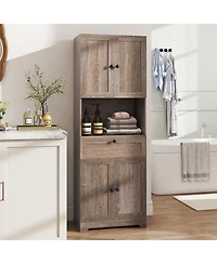 Sugift 67.5-Inch-Tall Modern Freestanding Floor Storage Cabinet with 4 Doors and 1 Drawer