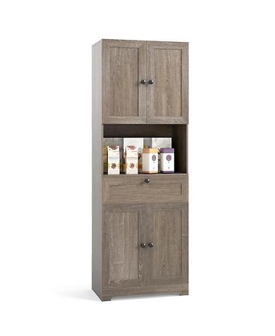 Sugift 67.5-Inch-Tall Modern Freestanding Floor Storage Cabinet with 4 Doors and 1 Drawer