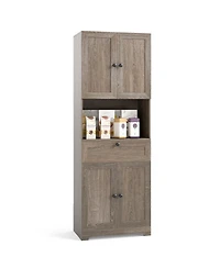 Sugift 67.5-Inch-Tall Modern Freestanding Floor Storage Cabinet with 4 Doors and 1 Drawer