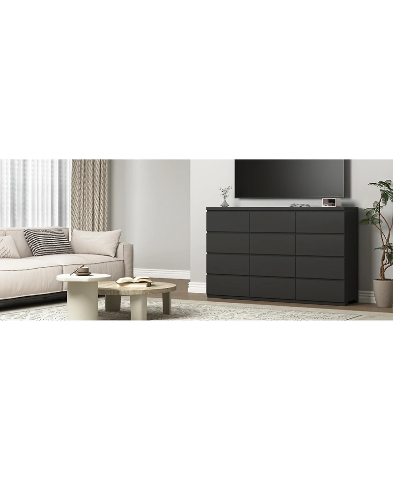 Flynama 8 Drawer Dresser Natural Wood Finish for Bedroom Living Room Rustic Style Storage