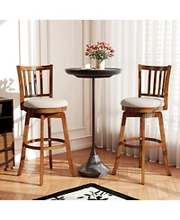 Gymax 30.5'' Swivel Barstools Set of 2 w/Backrest and Upholstered Seat Footrest for Pub