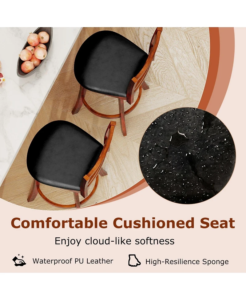 Sugift Swivel Bar Stools Set of Two with Backrest and Footrest