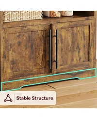 gaomon Microwave Stand Bakers Rack Cabinet, Farmhouse with Power Outlet Thickened Counter, Freestanding Small Kitchen