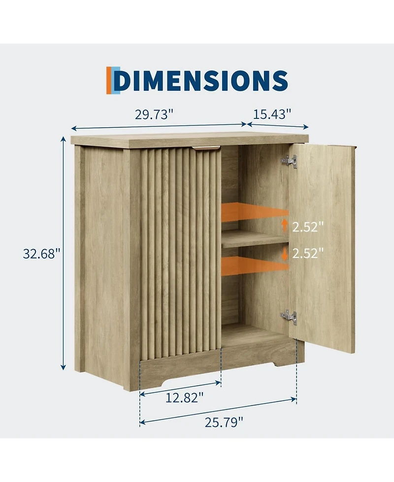 gaomon Buffet Sideboard Cabinet with Fluted Doors, Adjustable Shelves, Modern Accent Storage Console for Dining Room, Living Room