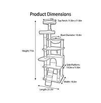 Zeus and Ruta 71 Inch Tall Multi Level Cat Tree with Hammocks and Cat Cave Scratching Posts Plush Tower for Multiple Cats