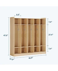 gaomon 5-Section Classroom Coat Locker with 10 Cubbies, Daycare Cubby Storage Organizer Hooks for Home, School, Nursery, Kindergarten